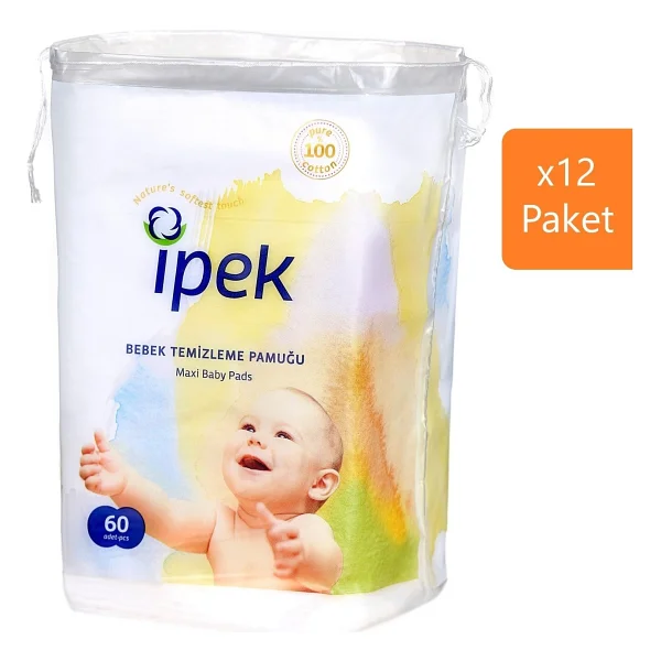 İpek Maxi 60'lı 12 Adet Bebek Temizleme Pamuğu - Görsel 4