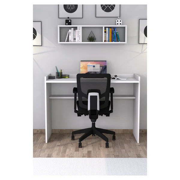 Moonlife 118 Cm Sera Çalışma Masası Duvar Raflı Beyaz - Görsel 5