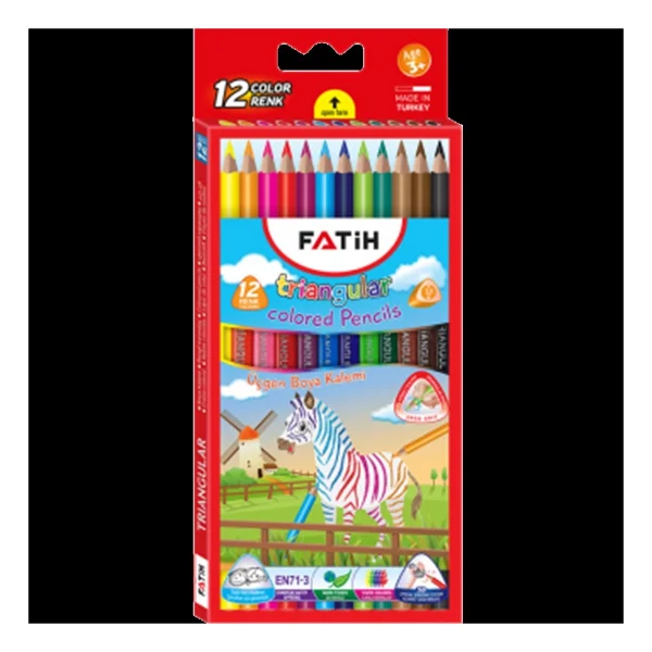 Fatih Tam Boy Üçgen 12'li Jumbo Kuru Boya Seti - Görsel 3