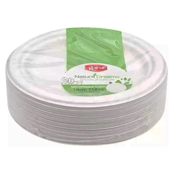 Roll-up Nature Ekolojik Karton Kağıt Parti Tek Kullanımlık Tabak - 18 Cm. - 50 Adetlik 1 Paket - Görsel 6