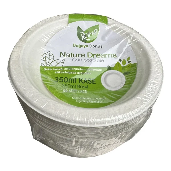 Roll-up Nature Ekolojik Karton Kağıt Tek Kullanımlık Çorba Kasesi - 400 Cc - 50 Adetlik 5 Paket - Görsel 5