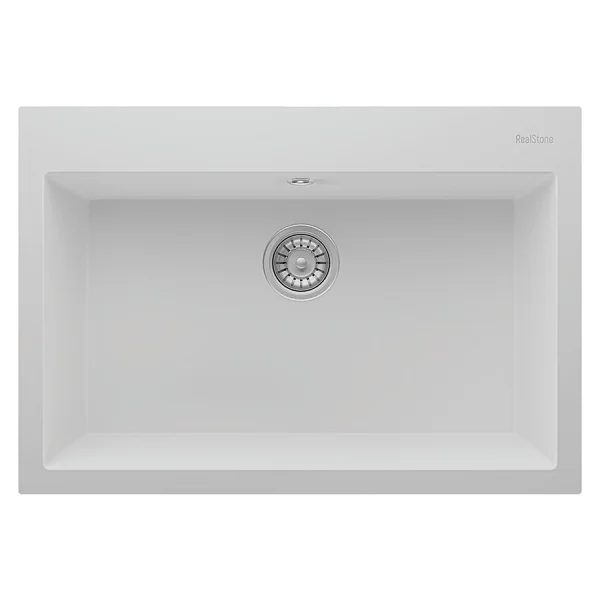 RealStone Didyma K003 77 Tek Gözlü Beyaz Granit Eviye - Görsel 2