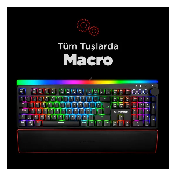 Rampage X-Tracer KB-R97 RGB Red Switch Kablolu Mekanik Oyuncu Klavyesi - Görsel 3