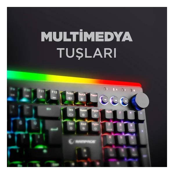 Rampage X-Tracer KB-R97 RGB Red Switch Kablolu Mekanik Oyuncu Klavyesi - Görsel 8