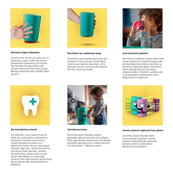 Tommee Tippee Devrilmez Bardak 300 ml Pembe Renkli Tasarım Yürümeye Başlayan Çocuklar İçin - Görsel 2