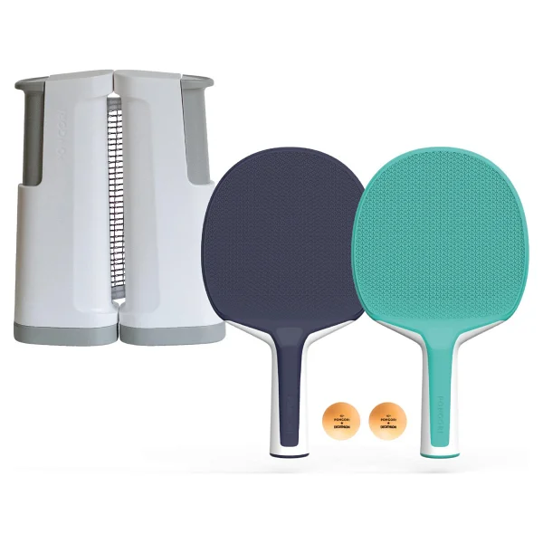 Decathlon Pongori Rollnet Masa Tenisi Seti - 2 Raket / 2 Top - Beyaz / Gri - Yeşil - Görsel 5