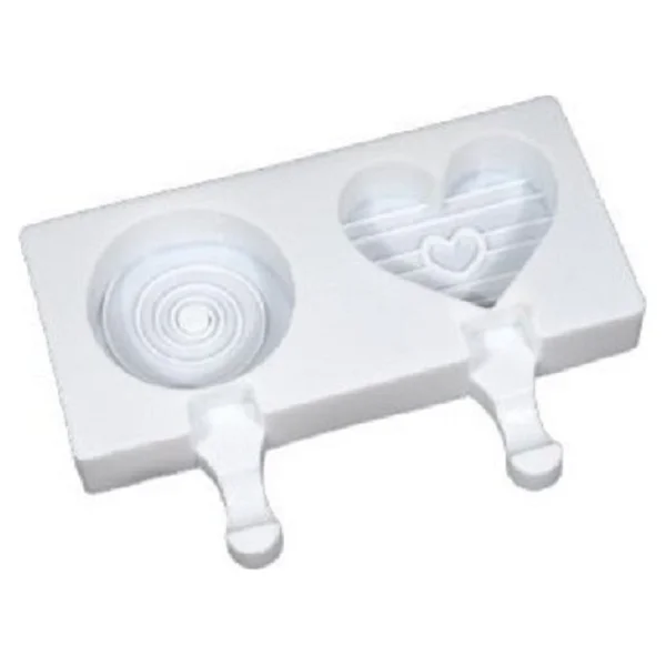 Gurmender Silikon Dondurma Kalıbı Çizgili Kalp ve Daire 7.5x7.5 cm - Görsel 2