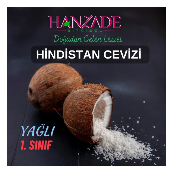Hanzade Bitkisel Hindistan Cevizi Iri Taneli 500 gr - Yağı Alınmamış Tam Yağlı - Görsel 3