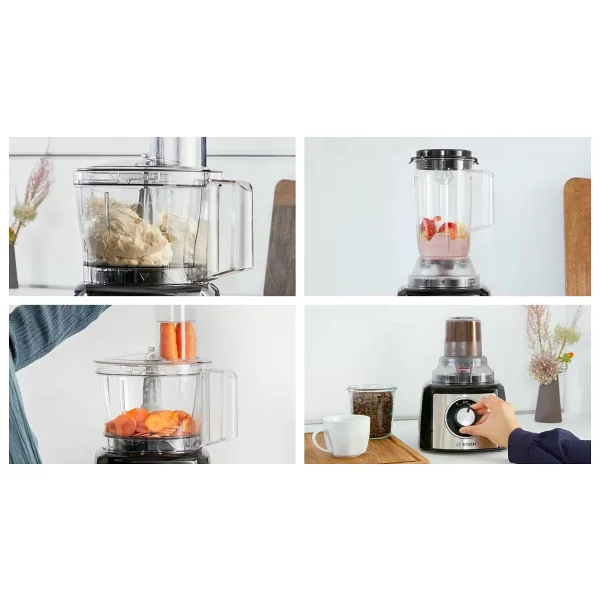 Multitalent 3 Hamur Yoğurma Blender ve Öğütücü Hepsi Bir Arada 800 W Mutfak Robotu Siyah - Görsel 4