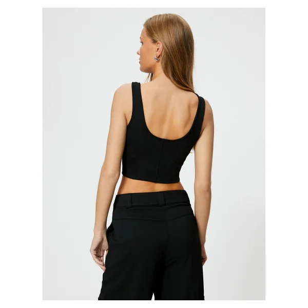 Koton Crop Atlet U Yaka Askılı - Siyah - Görsel 4