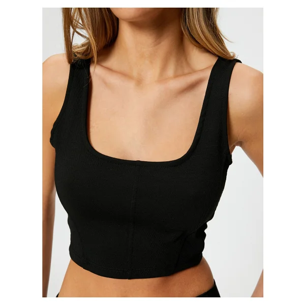 Koton Crop Atlet U Yaka Askılı - Siyah - Görsel 5