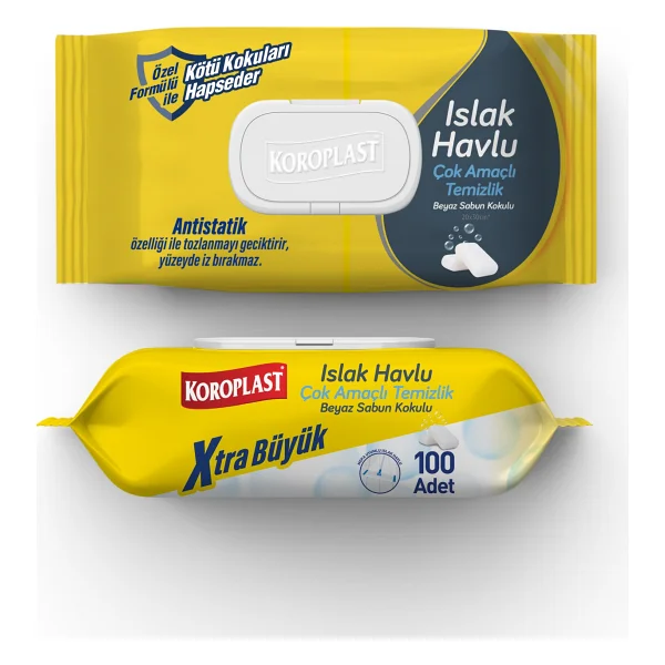 Koroplast Çok Amaçlı Beyaz Sabun 100'lü Islak Havlu - Görsel 3