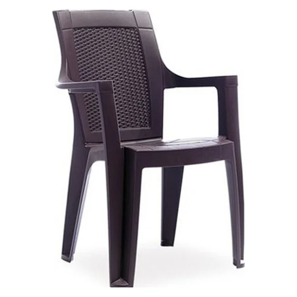 Cakha Caka Elegance Rattan Desenli Plastik Koltuk Kahve - Görsel 5