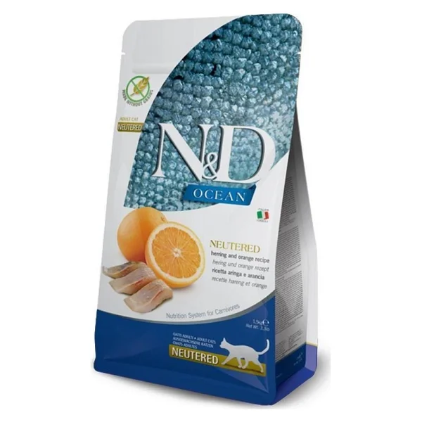 N&D Ocean Ringa Balıklı ve Portakallı 1.5 kg Kısırlaştırılmış Yetişkin Kedi Maması - Görsel 7