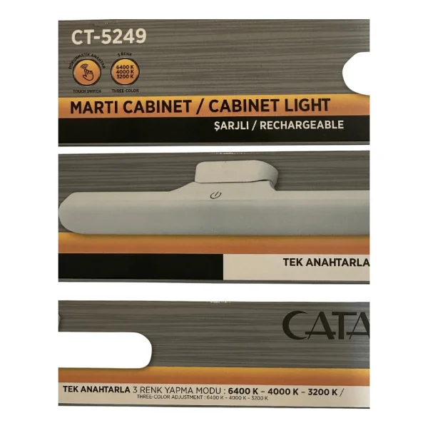 Cata CT-5249 3W Beyaz-Günışığı-Sarı Işık (3 Farklı Renk Modu) Şarjlı Mıktanıslı Işık (4 Adet) - Görsel 3