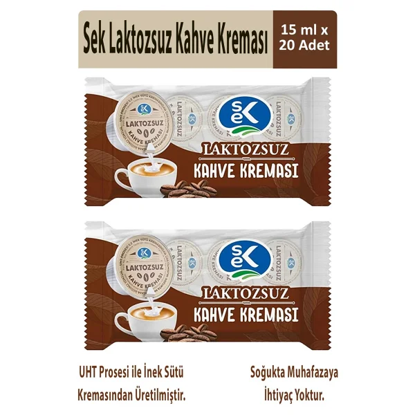Sek Laktozsuz Kahve Kreması 15 ml x 10 Adet x 2 Paket - 150 ml - Görsel 5