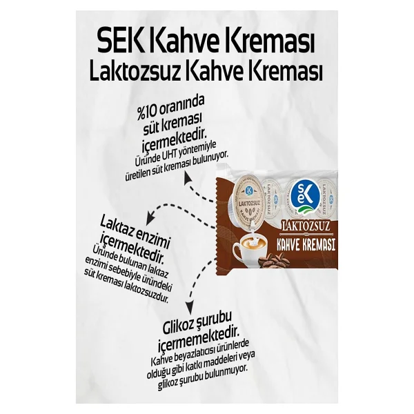 Sek Laktozsuz Kahve Kreması 15 ml x 10 Adet x 2 Paket - 150 ml - Görsel 4
