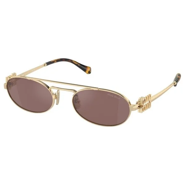 Miu Miu Logo 54ZS ZVN70D Pale Gold-Brown Aynalı Kadın Güneş Gözlüğü - Görsel 6