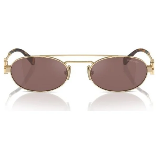 Miu Miu Logo 54ZS ZVN70D Pale Gold-Brown Aynalı Kadın Güneş Gözlüğü - Görsel 7