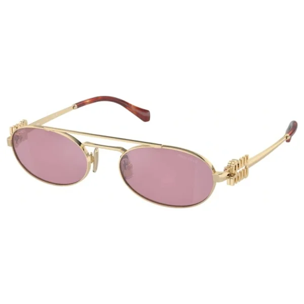 Miu Miu Logo 54ZS ZVN50D Pale Gold-Dark Pink Aynalı Kadın Güneş Gözlüğü - Görsel 2
