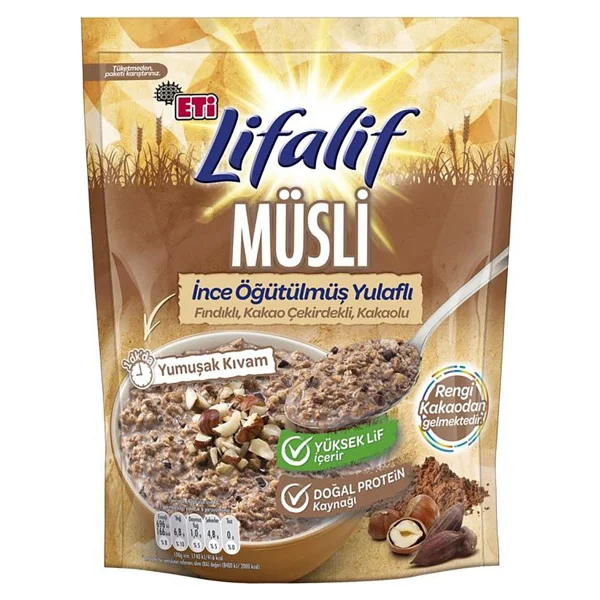 Eti Lifalif İnce Öğütülmüş Fındıklı Kakao Çekirdekli ve Kakaolu Müsli 250 gr - Görsel 2