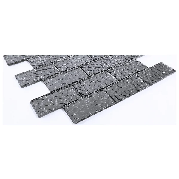 MozaiKristaL Mutfak Tezgah Arası ve Iç Mekan Dekorasyon Uygulamalarınız Için Gümüş Krom Kristal Cam Mozaik. Cam Ölçüsü: 48X98X6 Mm. File Ölçüsü: 30X30 Cm. - Görsel 2