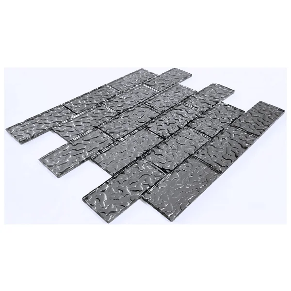 MozaiKristaL Mutfak Tezgah Arası ve Iç Mekan Dekorasyon Uygulamalarınız Için Gümüş Krom Kristal Cam Mozaik. Cam Ölçüsü: 48X98X6 Mm. File Ölçüsü: 30X30 Cm. - Görsel 4