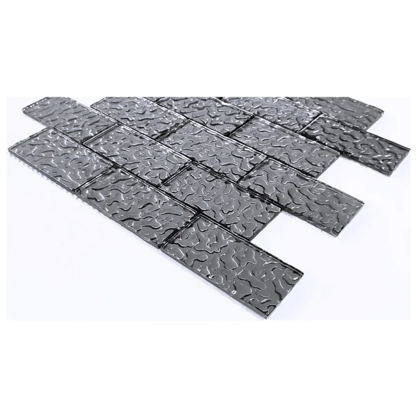 MozaiKristaL Mutfak Tezgah Arası ve Iç Mekan Dekorasyon Uygulamalarınız Için Gümüş Krom Kristal Cam Mozaik. Cam Ölçüsü: 48X98X6 Mm. File Ölçüsü: 30X30 Cm. - Görsel 6