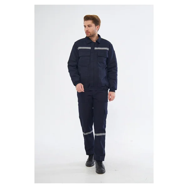 Orange Safety Iş Takımı 7/7 Gabardin %100 Pamuk Kapitoneli Reflektörlü Kışlık Lacivert - 2XL - Görsel 4