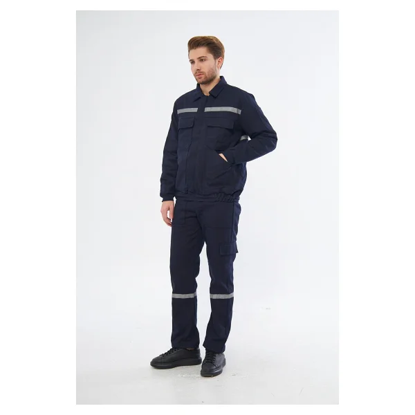 Orange Safety Iş Takımı 7/7 Gabardin %100 Pamuk Kapitoneli Reflektörlü Kışlık Lacivert - 2XL - Görsel 5