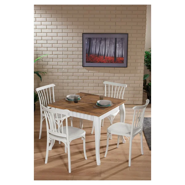 SANDALİE Violet Beyaz / Sirius Sabit Masa - 4 Sandalye 1 Masa / Salon - Mutfak Masa Takımı - Görsel 2