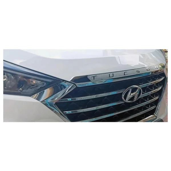 Oto Türk Hyundai Tucson Kaput Ucu Çıtası Kaput Ucu Nikelajı Abs Krom - Görsel 5