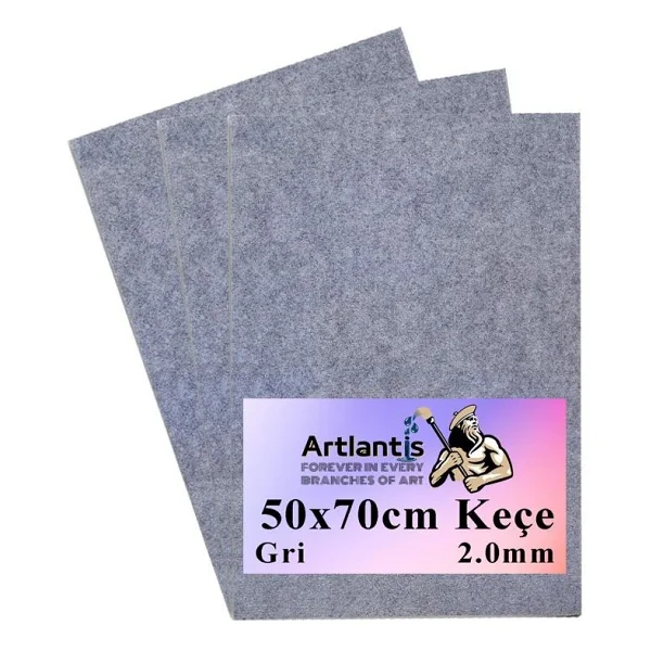 Artlantis Gri Keçe 50 x 70 cm 2 0 mm 3 Adet Renkli Hobi Keçesi Elişi Keçesi - Standart - 50x70 - Görsel 6