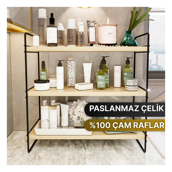 Bino Mutfak Rafı Masaüstü Düzenleyici Organizer Banyo Rafı Çok Amaçlı Düzenleyici Tezgah Üstü Raf - Görsel 3