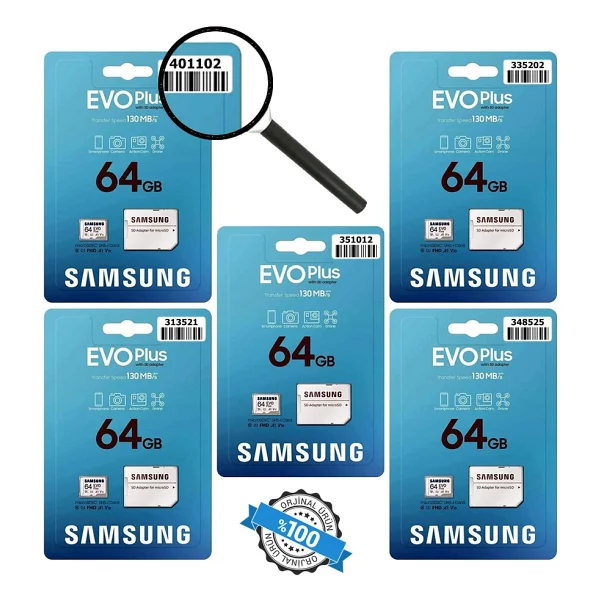Samsung Evo Plus MB-MC64KA/TR 64 GB Micro Sdxc Classs 10 Uhs-I U1 Hafıza Kartı - 5 ADET - Görsel 2