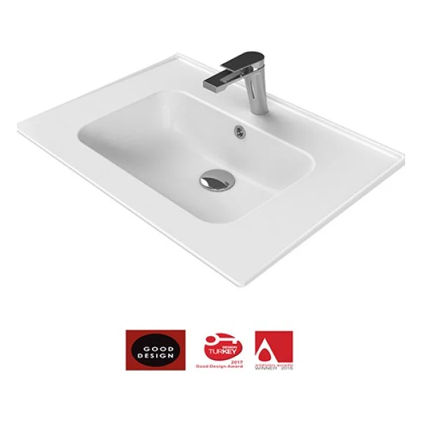 Turkuaz Seramik Cerastyle Blue 60x47 cm Etajerli Lavabo - Görsel 4
