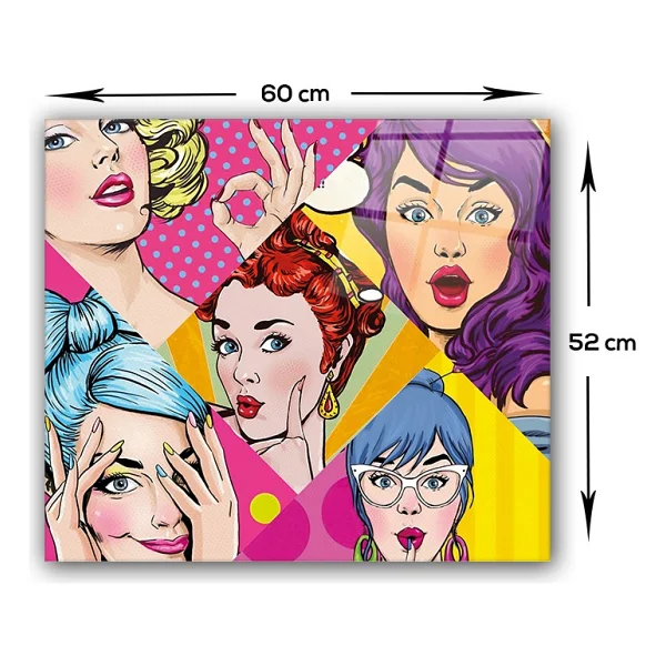 Decorita Cam Ocak Arkası Koruyucu Popart Ladies 40CM x 60CM - 52 x 60 cm - Görsel 3