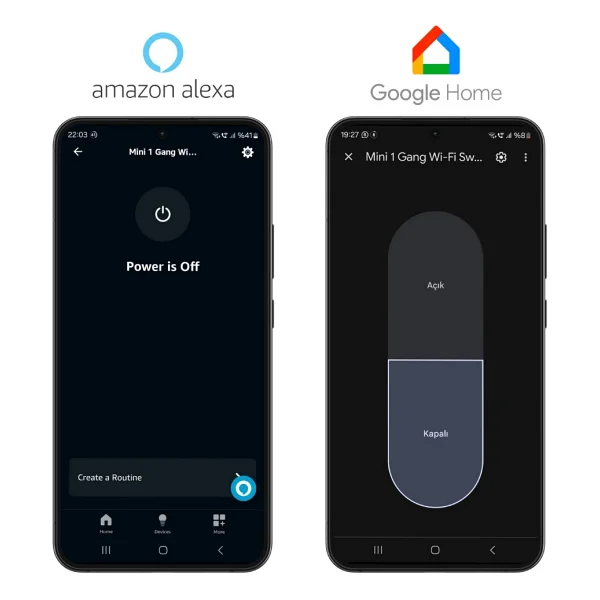 Novato Tuya Uyumlu Tekli Wifi Akıllı Anahtar (10A - 220V Röle) - Tek Çıkışlı, Anahtar Girişli, Googl - Görsel 6