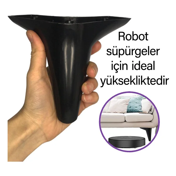 Glaswen 8 Adet Zelve 12 cm Siyah Lüx Mobilya Kanepe Sehpa Ünite Koltuk Ayağı Baza Ayak - Görsel 2