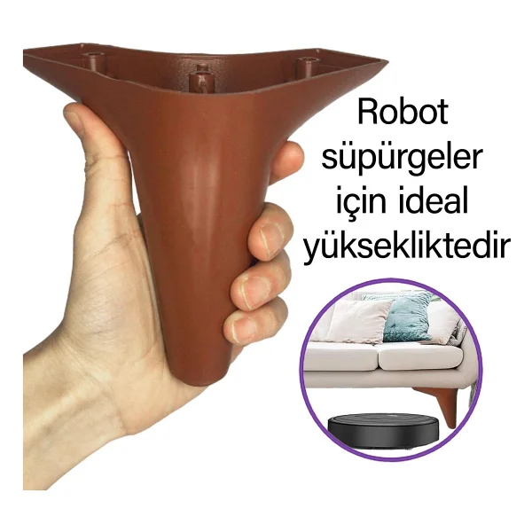 Glaswen 4 Adet Zelve 12 cm Kahverengi Lüx Mobilya Kanepe Sehpa Ünite Koltuk Ayağı Baza Ayak - Görsel 2
