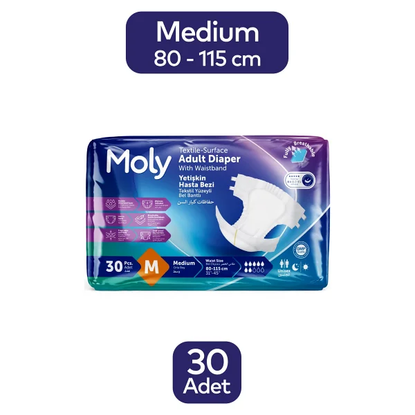 Moly Belbantlı Orta Boy M 30'lu Hasta Bezi - Görsel 2