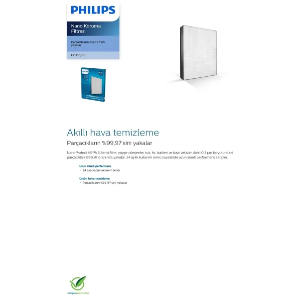 Philips FY1410/30 Hava Temizleme Cihazı Nano Koruma Filtresi - Görsel 3