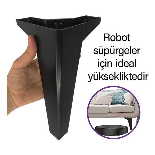 Glaswen 8 Adet Serdivan 20 cm Siyah Lüx Mobilya Kanepe Sehpa Ünite Koltuk Ayağı Baza Ayak - Görsel 2