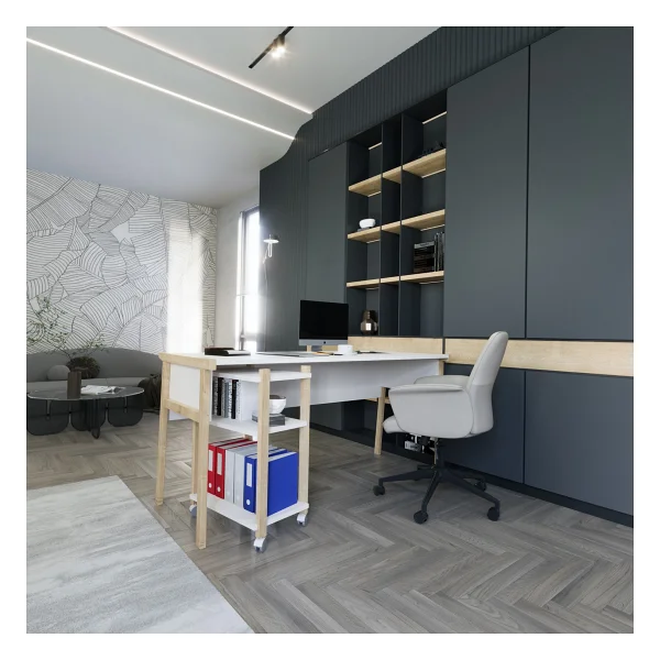 Lagomood Zenith Ofis Masası 150CM Beyaz Meşe - Görsel 3