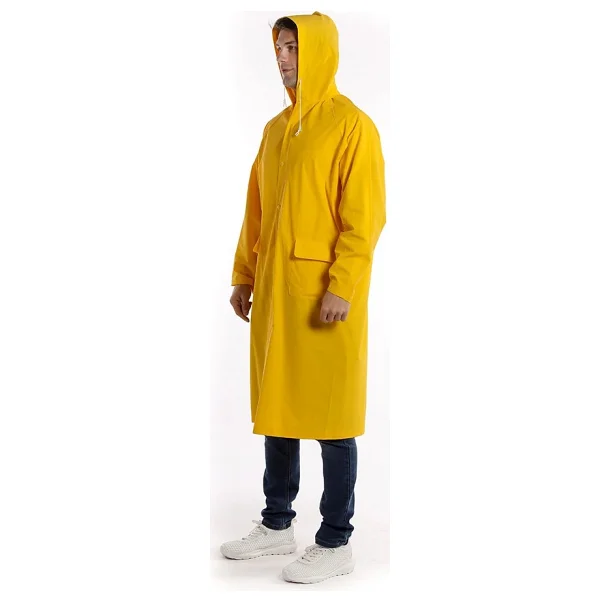 Toptancı Amca Yağmurluk Lüks Kalın Pvc Yağmurluk Çıtçıtlı Yağmurluk Kapşonlu Balıkçı Sarı - 2XL - Görsel 4