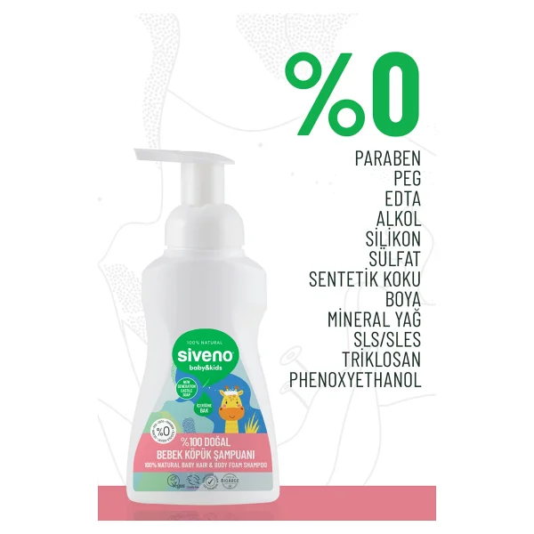 Siveno Doğal Bebek Köpük Şampuanı 250 ml 2 Adet - Görsel 3