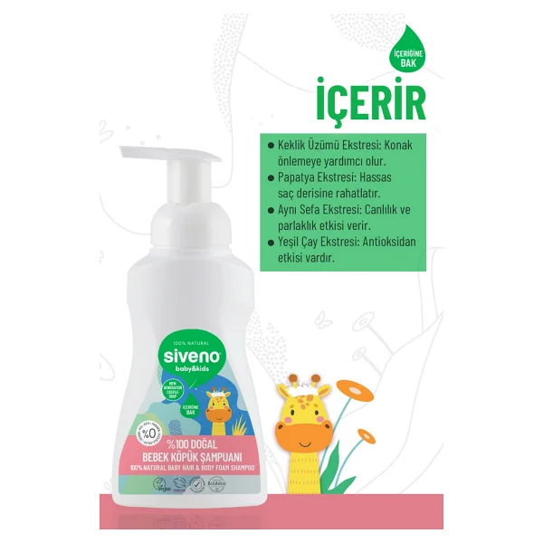 Siveno Doğal Bebek Köpük Şampuanı 250 ml 2 Adet - Görsel 4