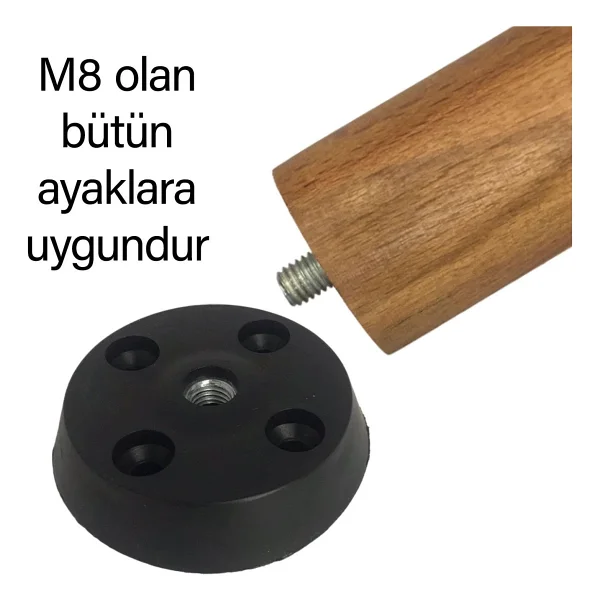 Glaswen 4 Adet Düz Ayak Tabanı Siyah Mobilya Masa Sehpa Ayağı Bağlantı Aparatı Plastik - Görsel 3