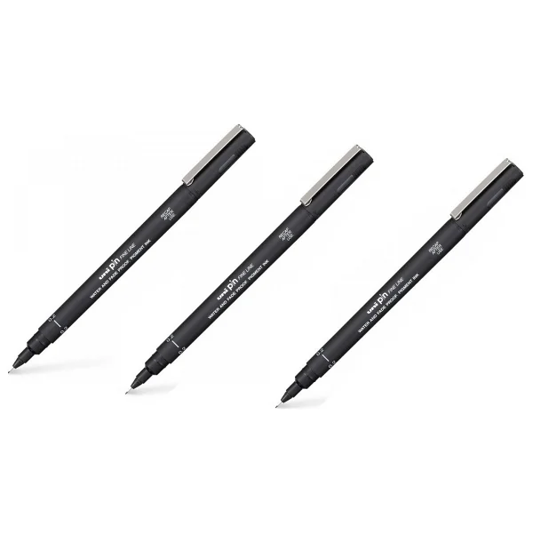 Uni-Ball Pin Fine Line Akrilik Uçlu Teknik Çizim Kalemi 0.2 mm Siyah 3'lü - Görsel 2