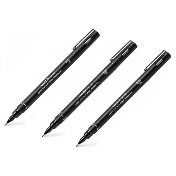 Uni-Ball Pin Teknik Çizim Kalemi 0.6 mm Siyah 3'lü - Görsel 2